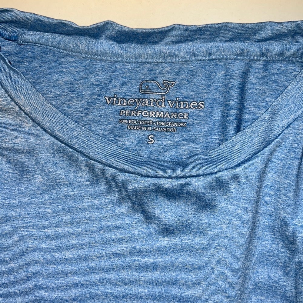 Vineyard Vines Long Sleeve Heathered Blue New Jersey Logo Performance T Size S - Picture 4 of 5